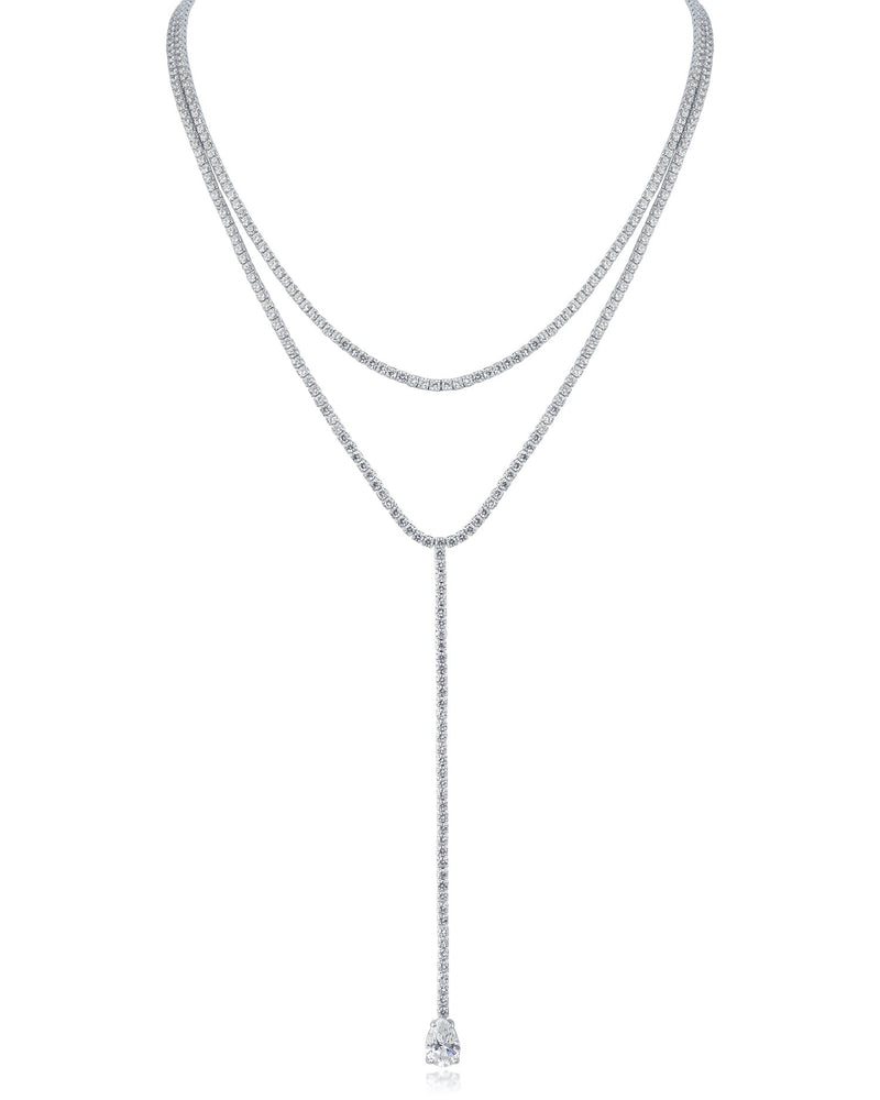 Round CZ Double Layered Y-Necklace