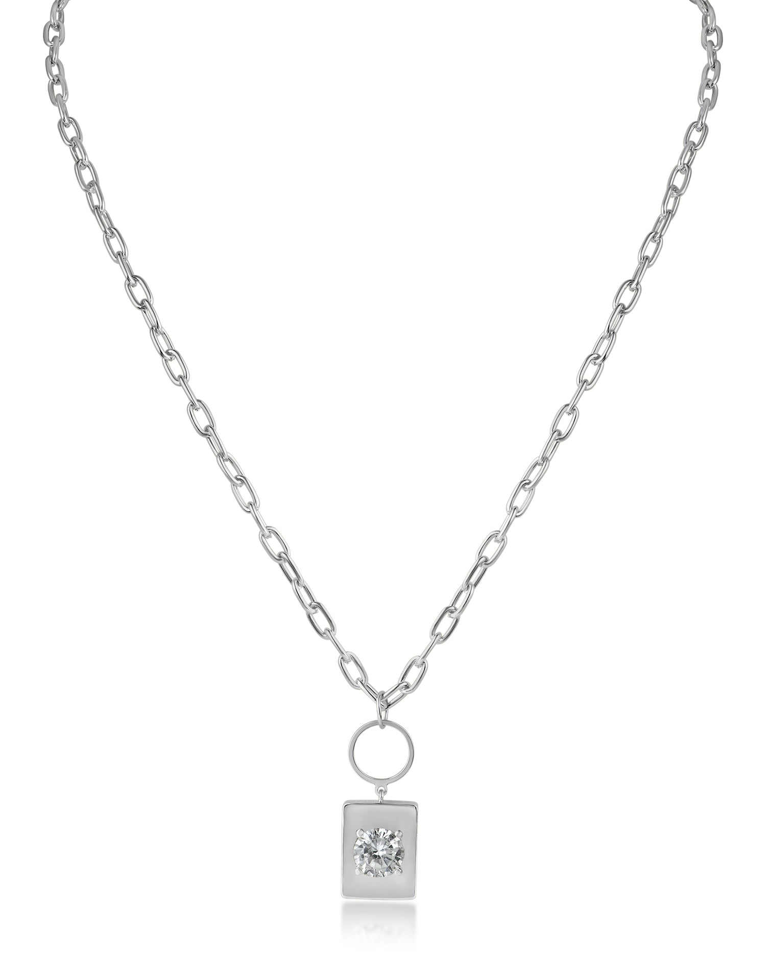 Rectangle Charm Necklace CZ by Kenneth Jay Lane