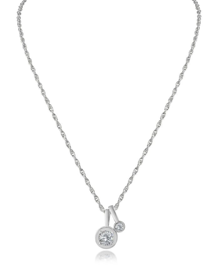 Double Round CZ Pendant Necklace