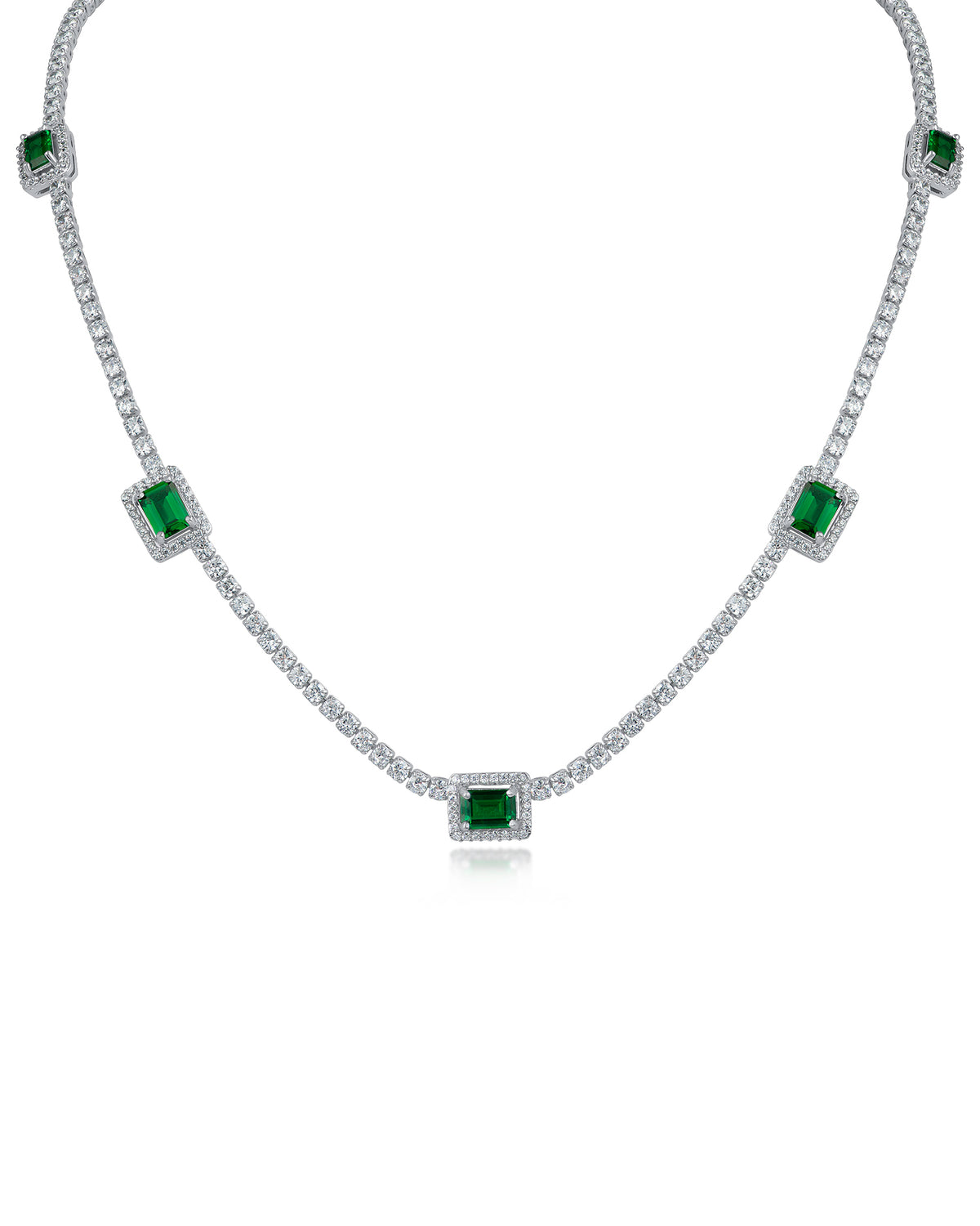 Emerald CZ Station Necklace