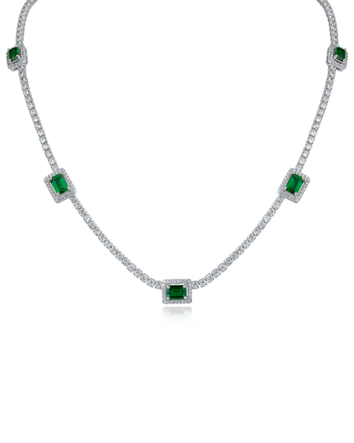 Emerald CZ Station Necklace