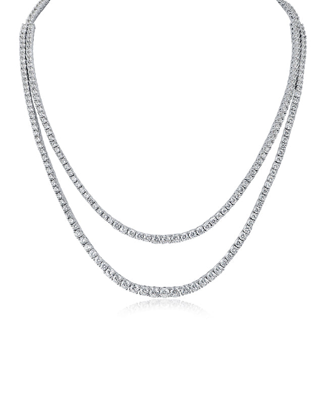 Round CZ Double Layered Necklace