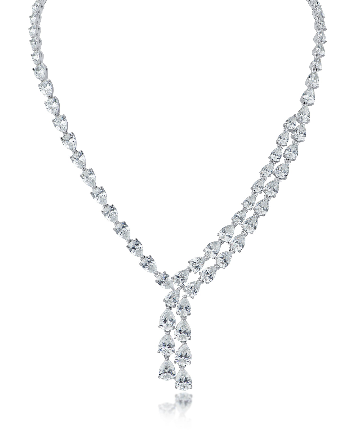Pear CZ Double Stranded Necklace