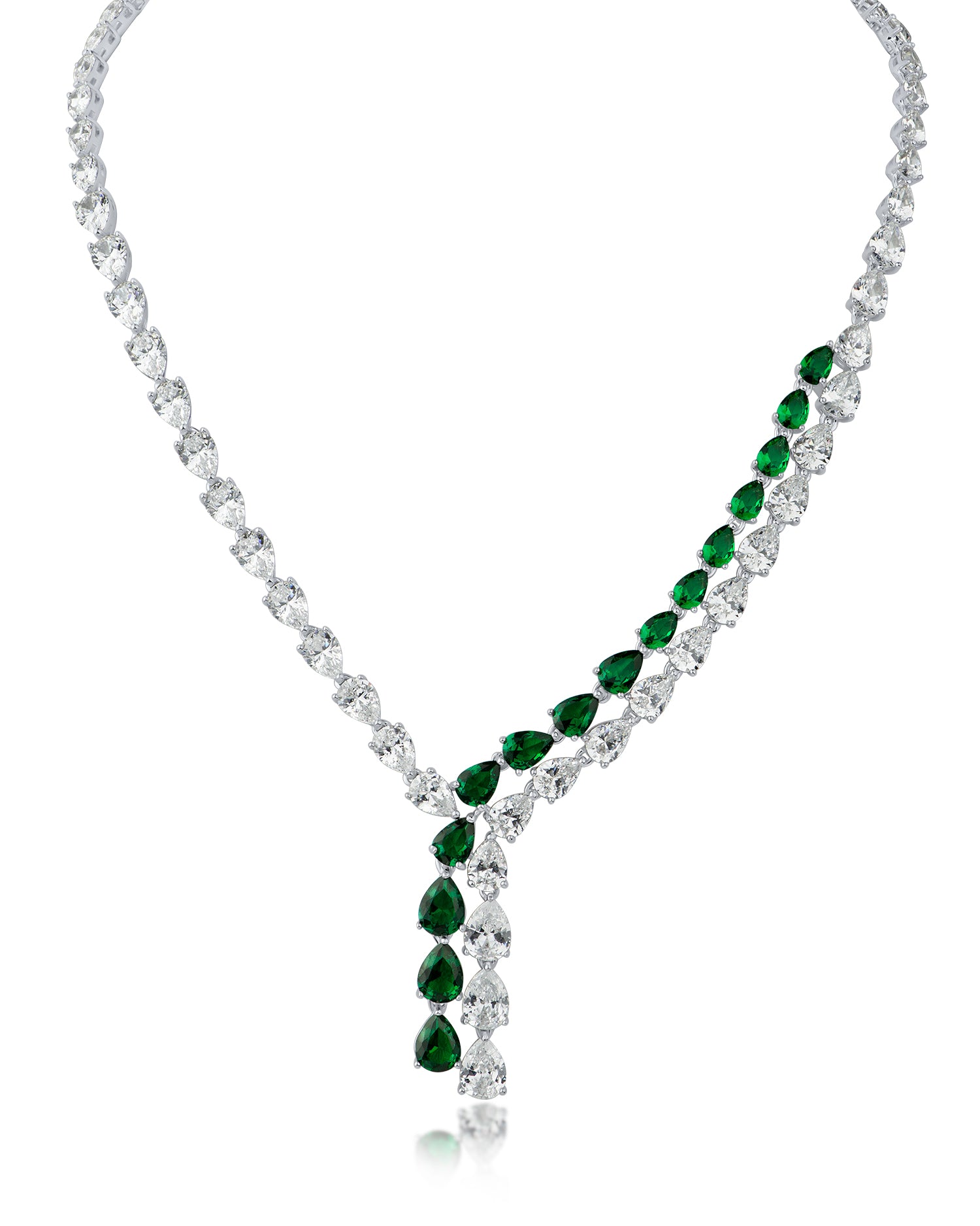 Pear CZ Double Stranded Necklace