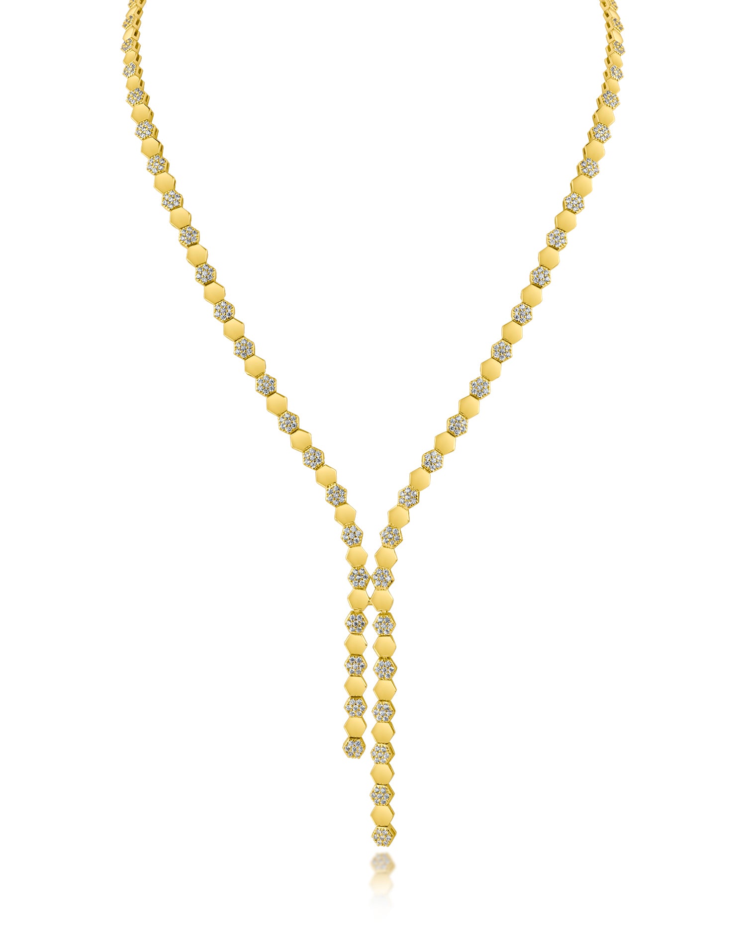 Pave Alternating Hexagon Necklace