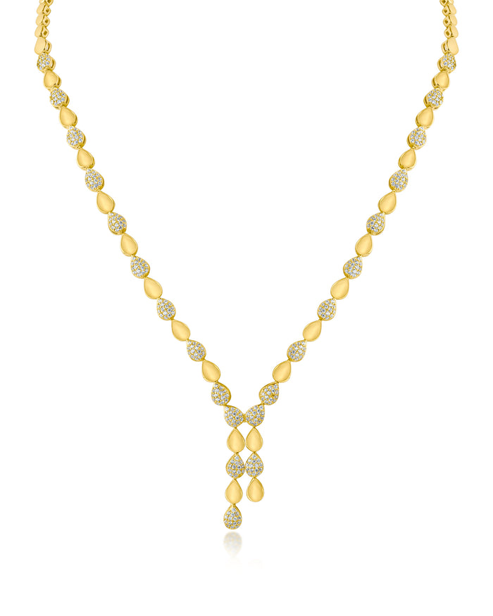 Alternating Pave CZ Pear Necklace