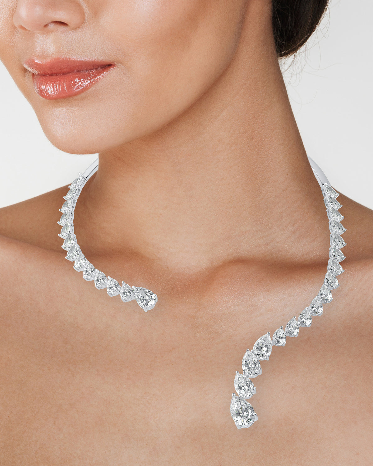 Pear CZ Collar Necklace