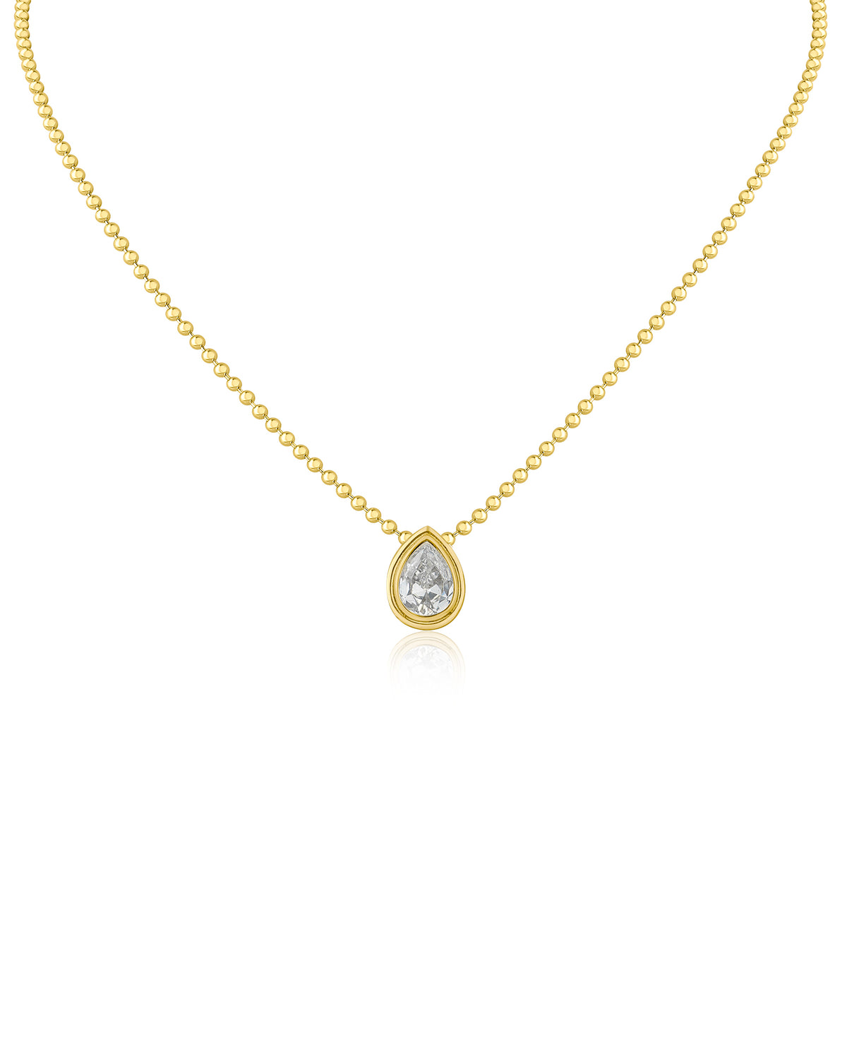 Pear CZ Antique Bezel Pendant Necklace