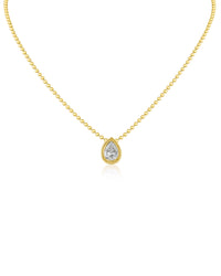 Pear CZ Antique Bezel Pendant Necklace