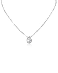 Pear CZ Antique Bezel Pendant Necklace