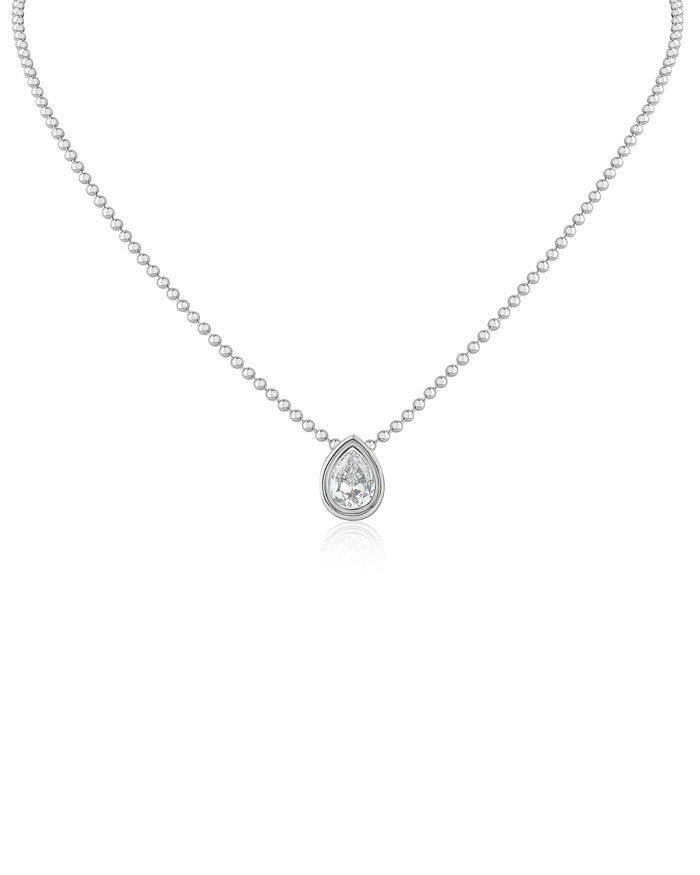 Pear CZ Antique Bezel Pendant Necklace