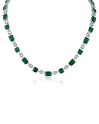 Emerald & Round CZ Tennis Necklace