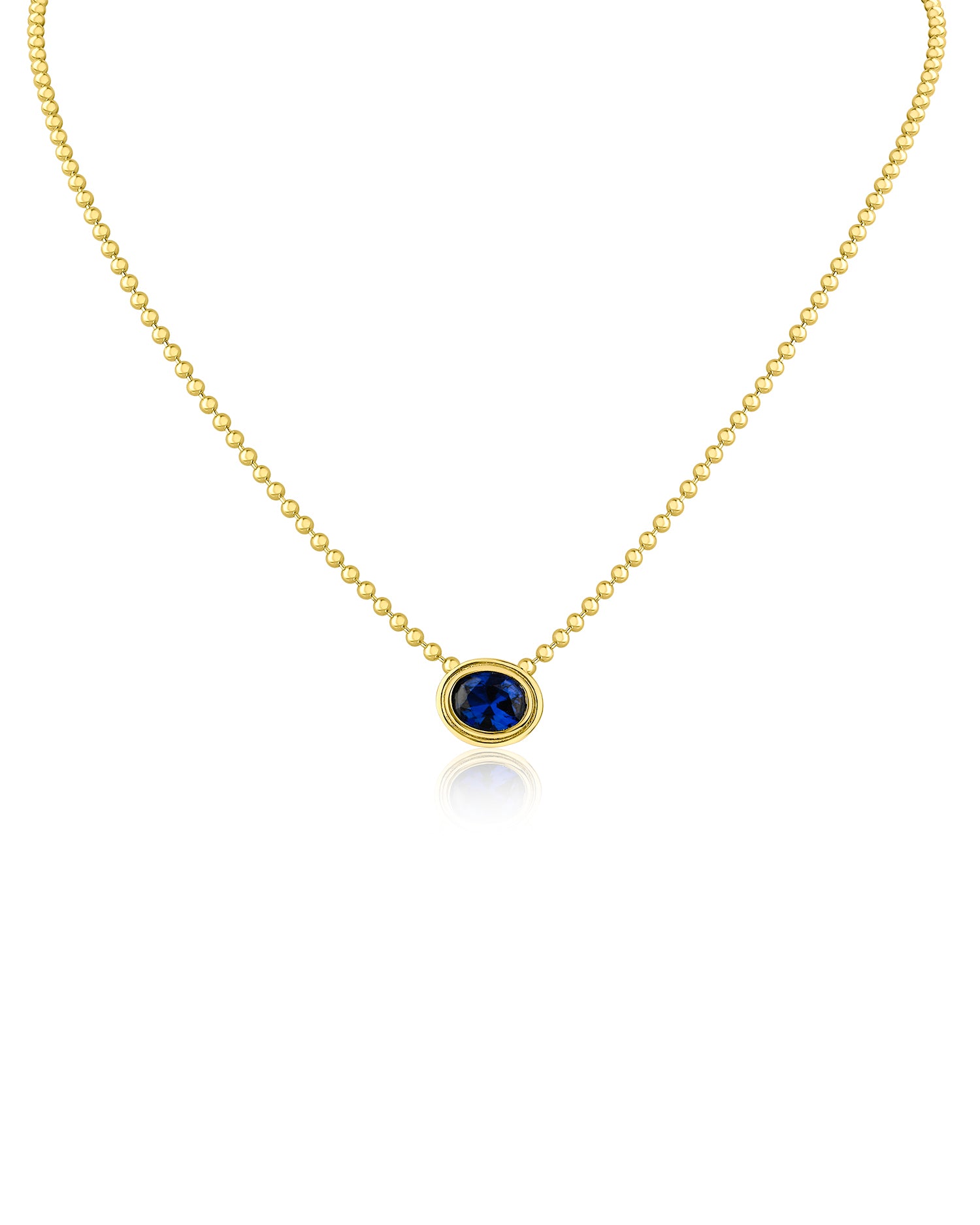 Oval CZ Vintage Bezel Set Pendant Necklace