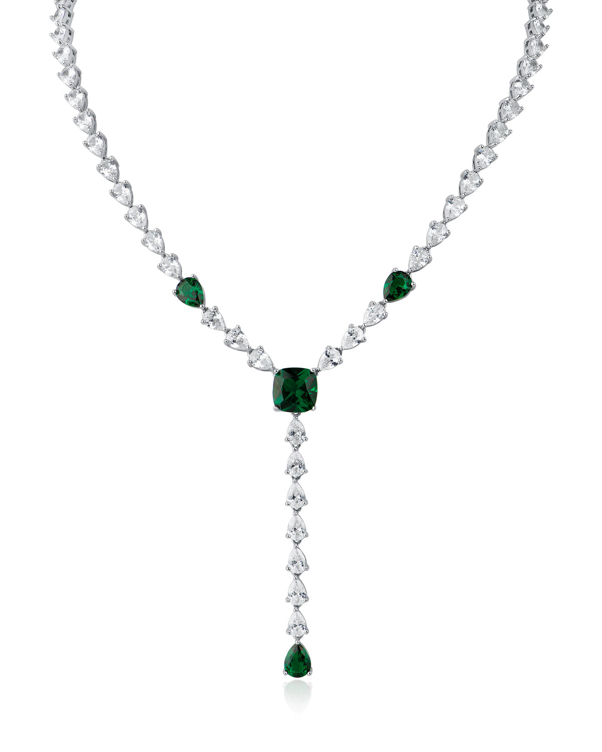Pear and Cushion CZ Y-Necklace