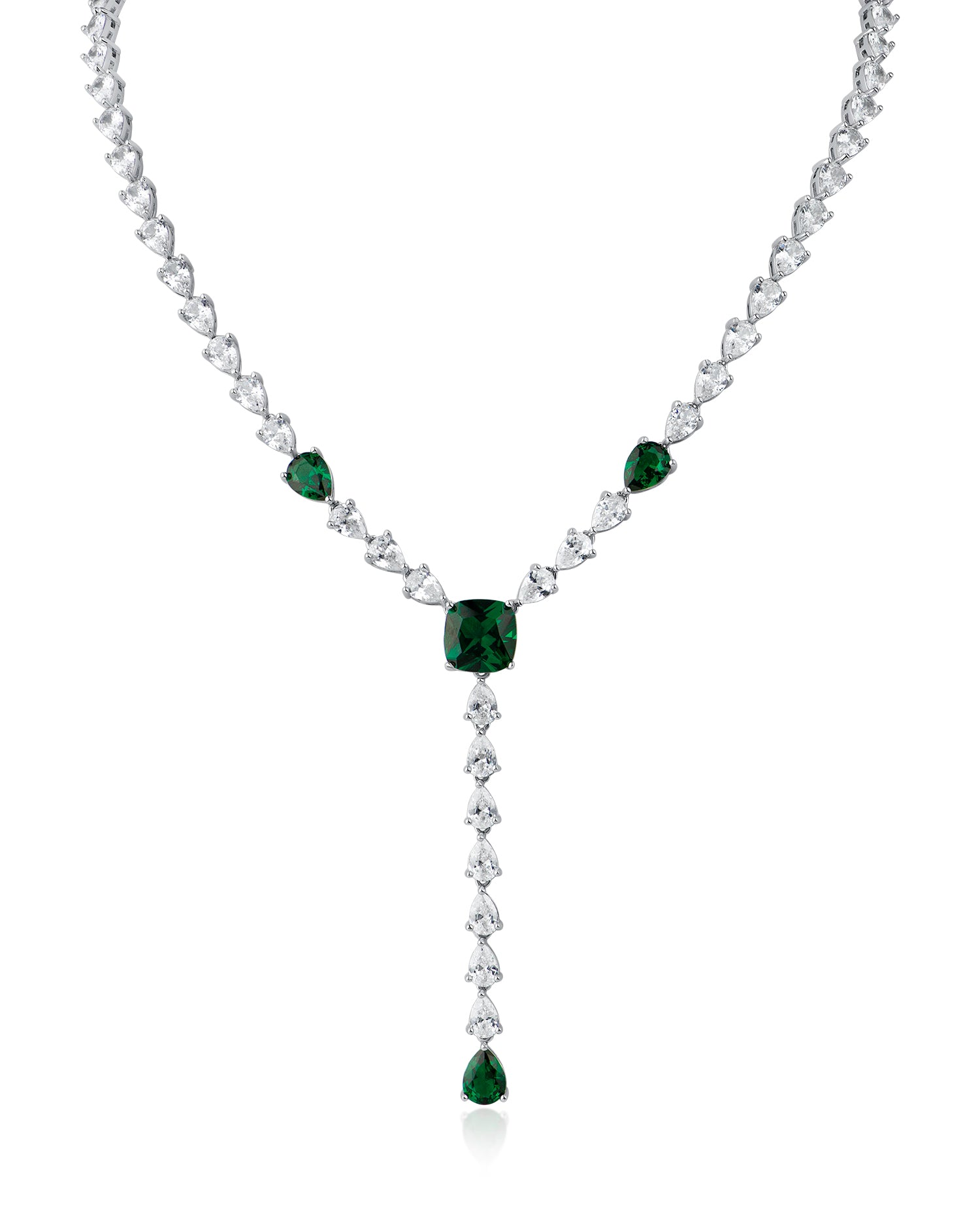 Pear and Cushion CZ Y-Necklace