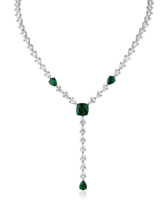 Pear and Cushion CZ Y-Necklace