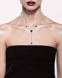 Pear and Cushion CZ Y-Necklace