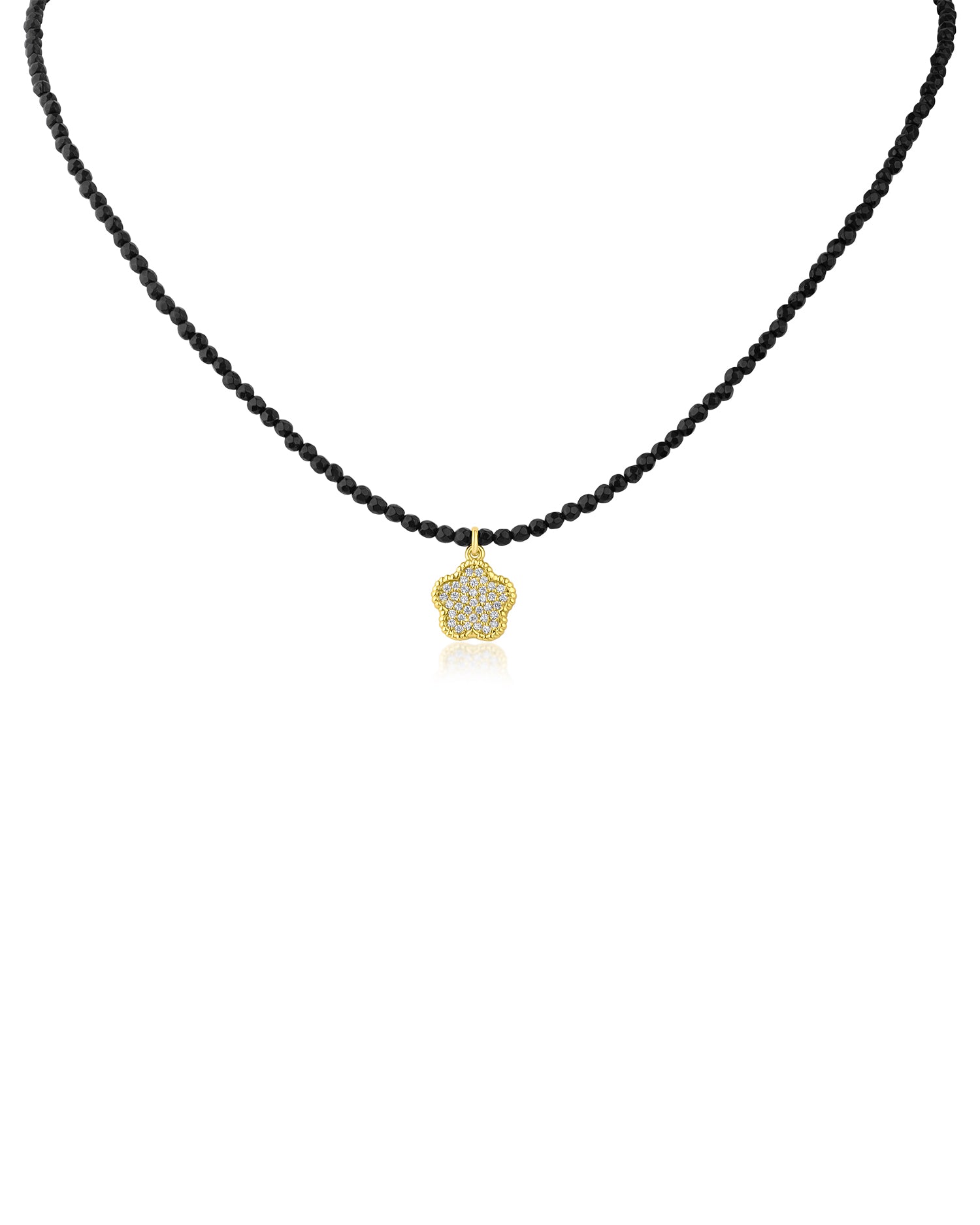 Beaded Necklace with Pavé Clover Pendant
