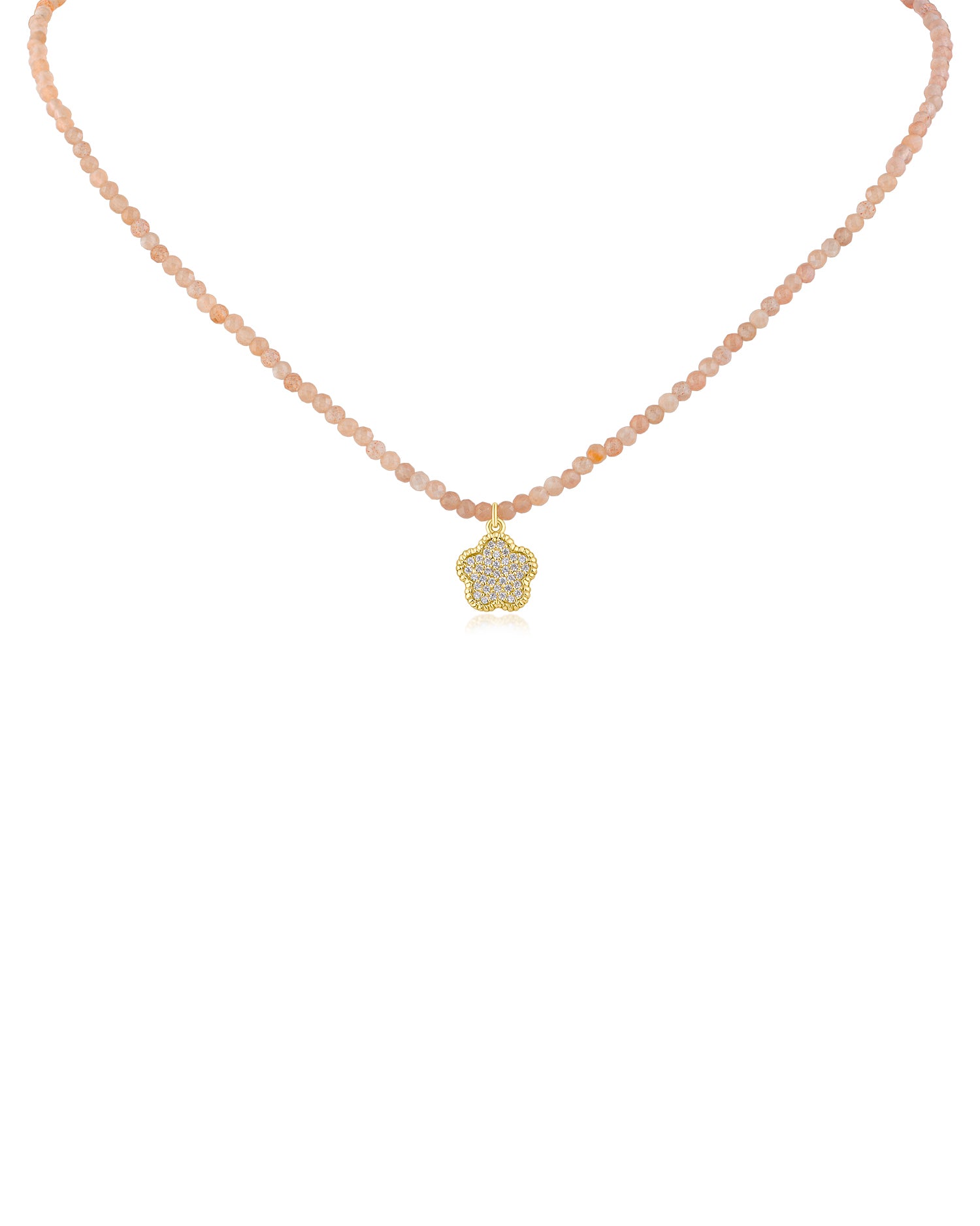 Beaded Necklace with Pavé Clover Pendant