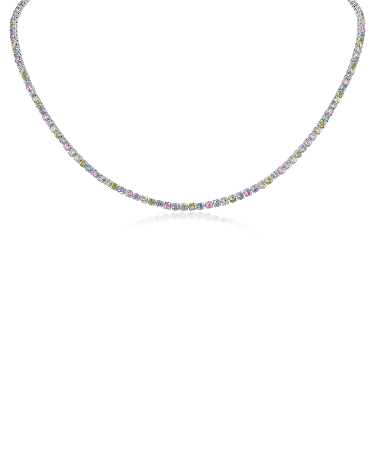 Delicate Pastel CZ Tennis Necklace