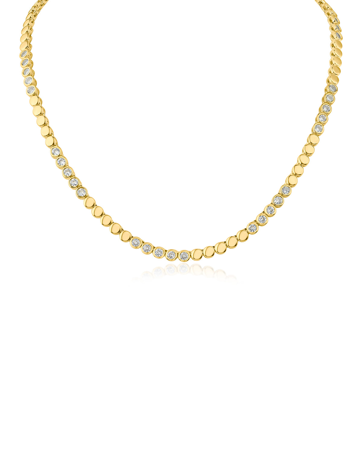 Gold Plated and CZ Station Tennis Necklace