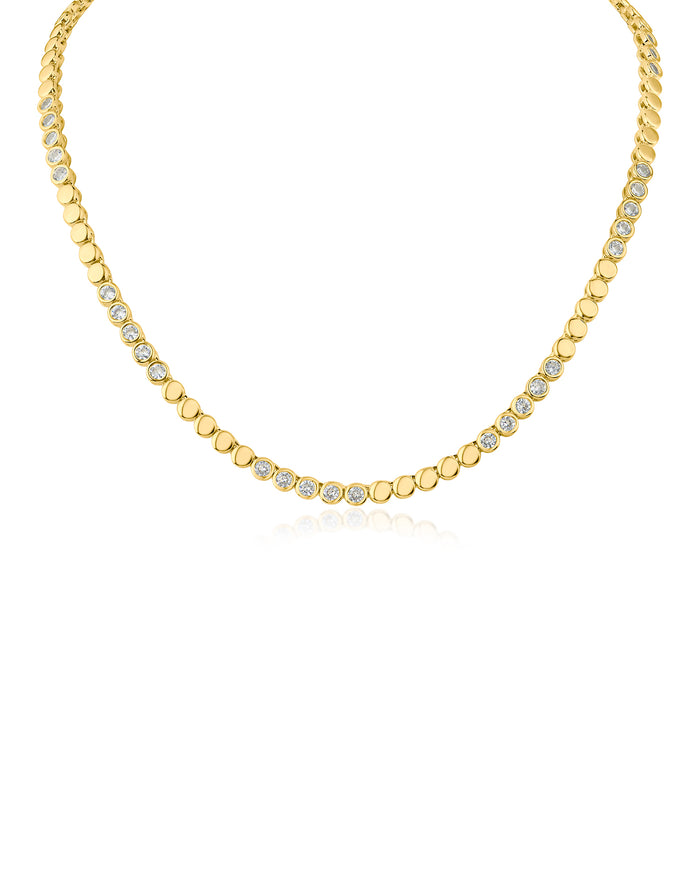 Gold Plated and CZ Station Tennis Necklace