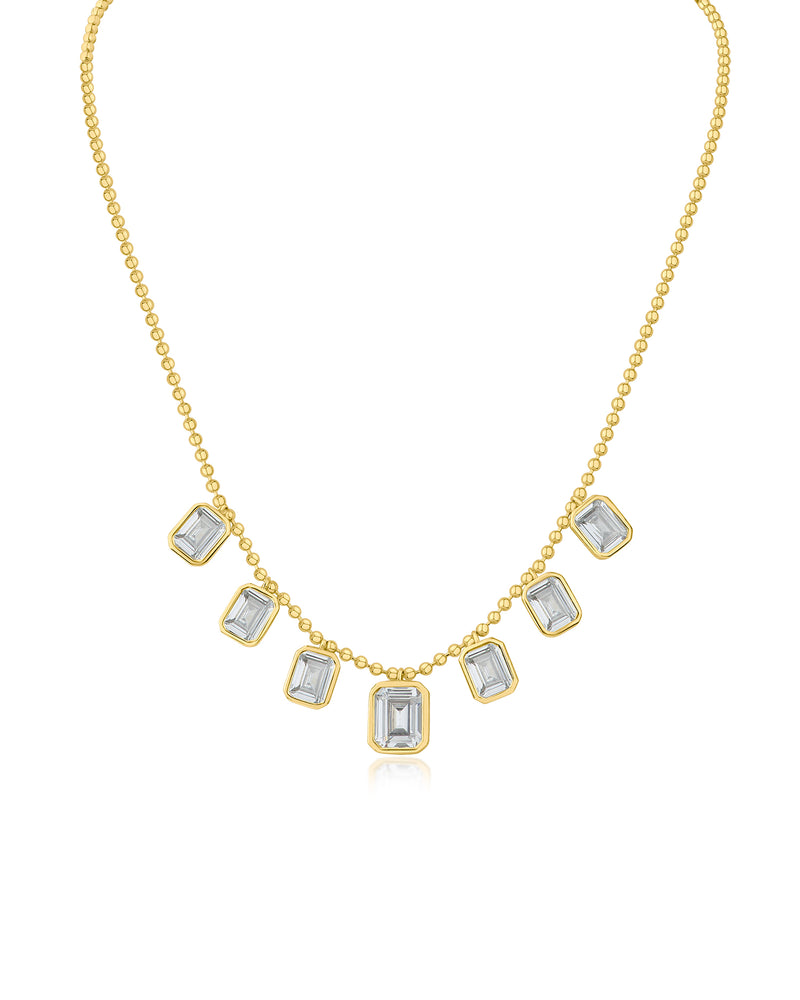 Emerald Bezel set Necklace