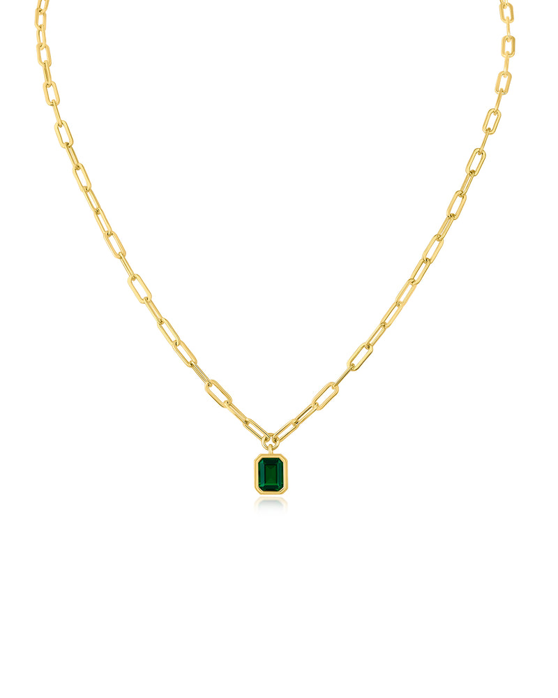 Emerald CZ Bezel Pendant