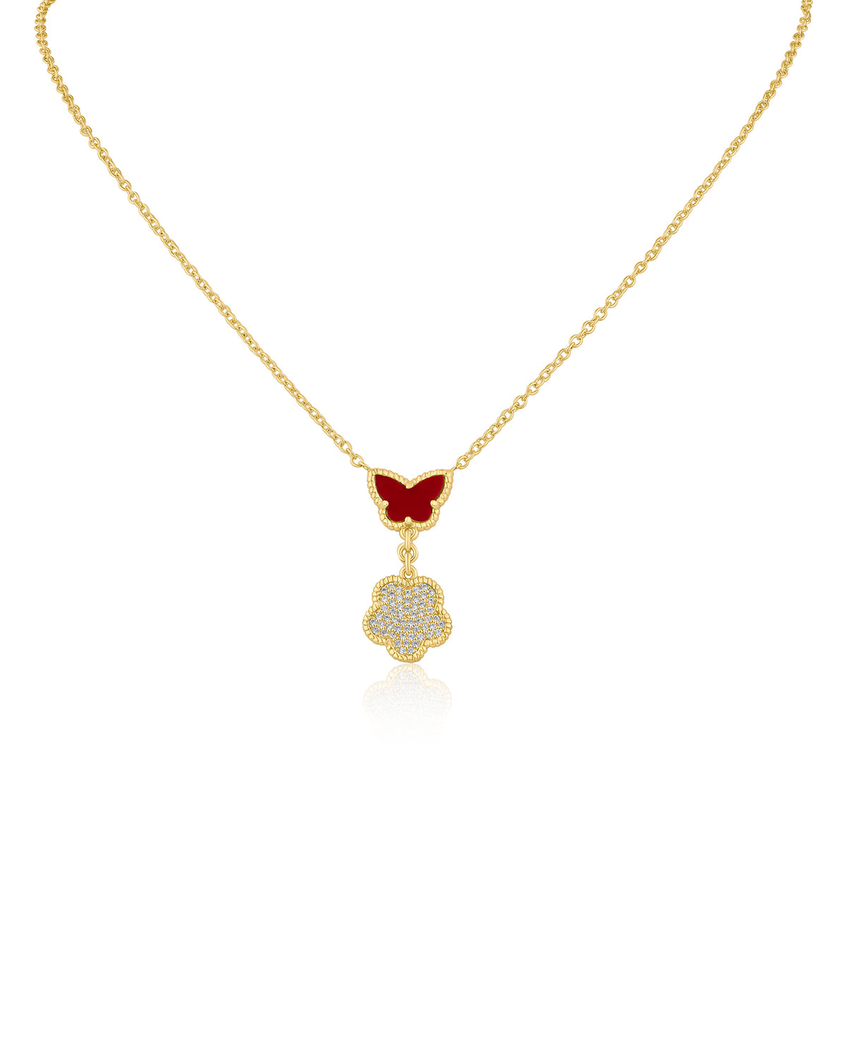 Butterfly and Clover Pendant Necklace