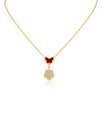Butterfly and Clover Pendant Necklace