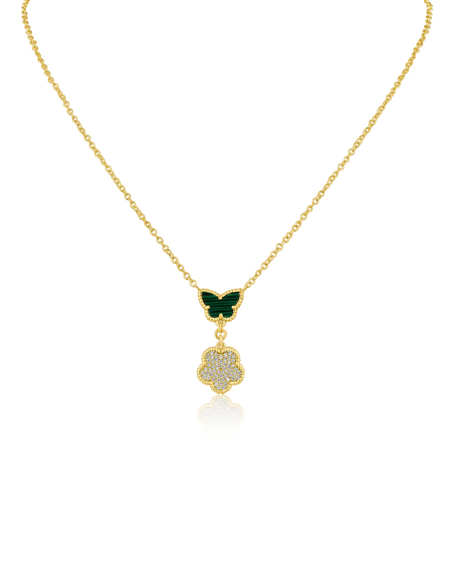 Butterfly and Clover Pendant Necklace