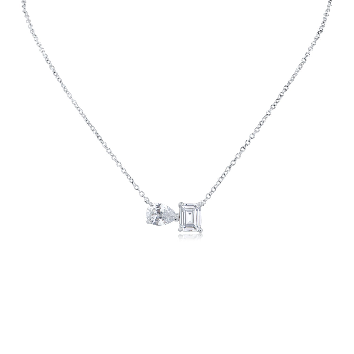 Pear and Emerald Pendant Necklace