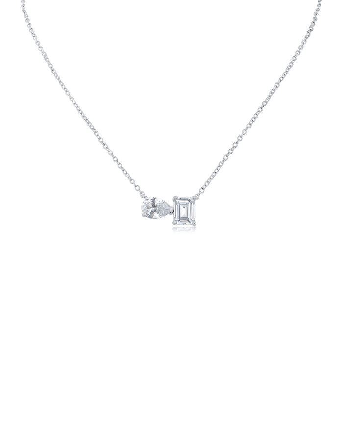 Pear and Emerald Pendant Necklace