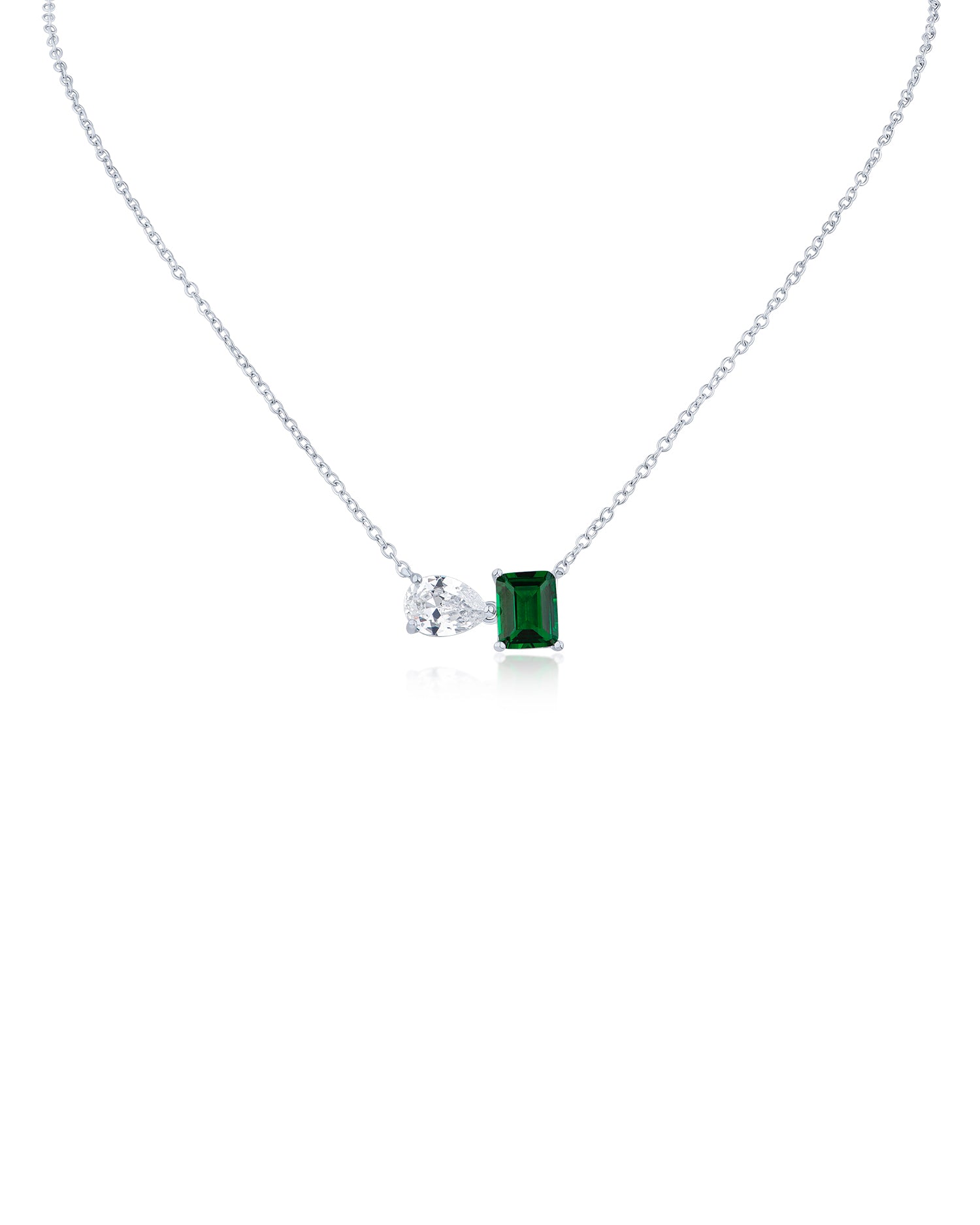Pear and Emerald Pendant Necklace