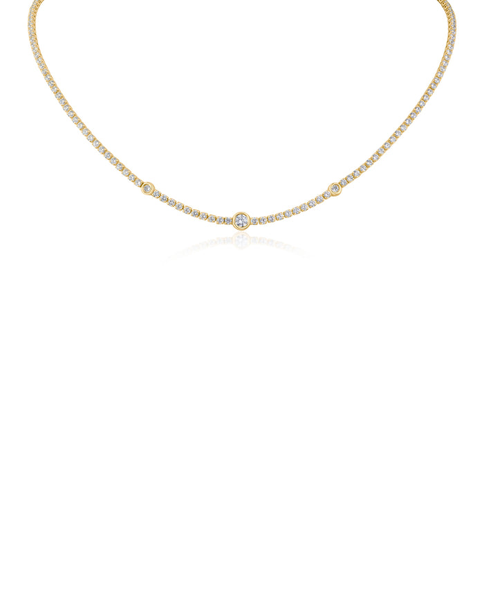 Bezel Station Tennis Necklace