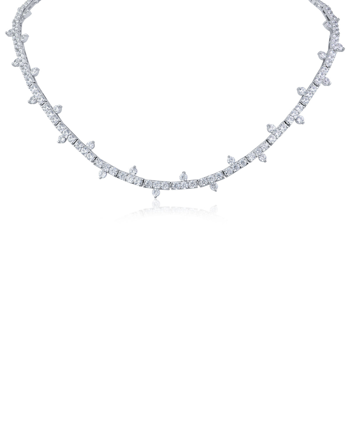 Round CZ Spiked Tennis Necklace