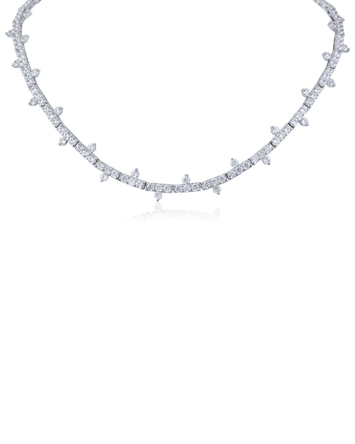 Round CZ Spiked Tennis Necklace