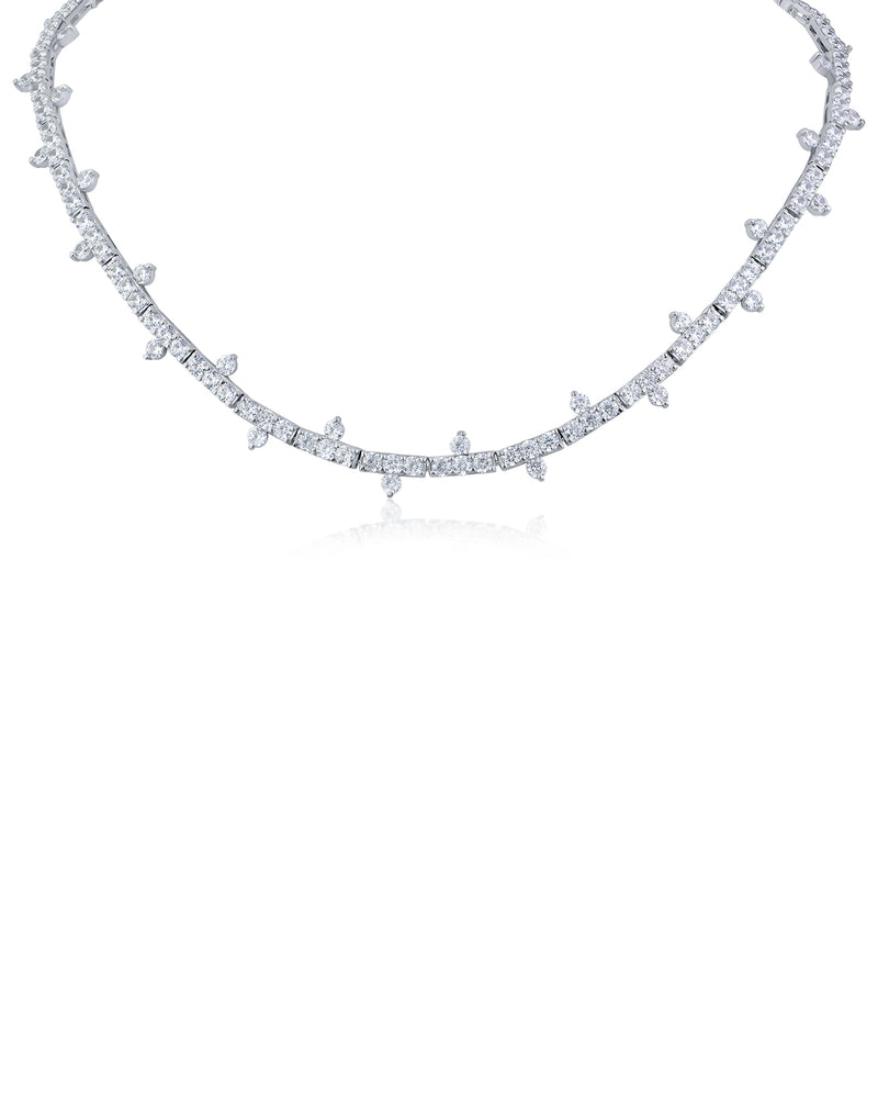 Round CZ Spiked Tennis Necklace