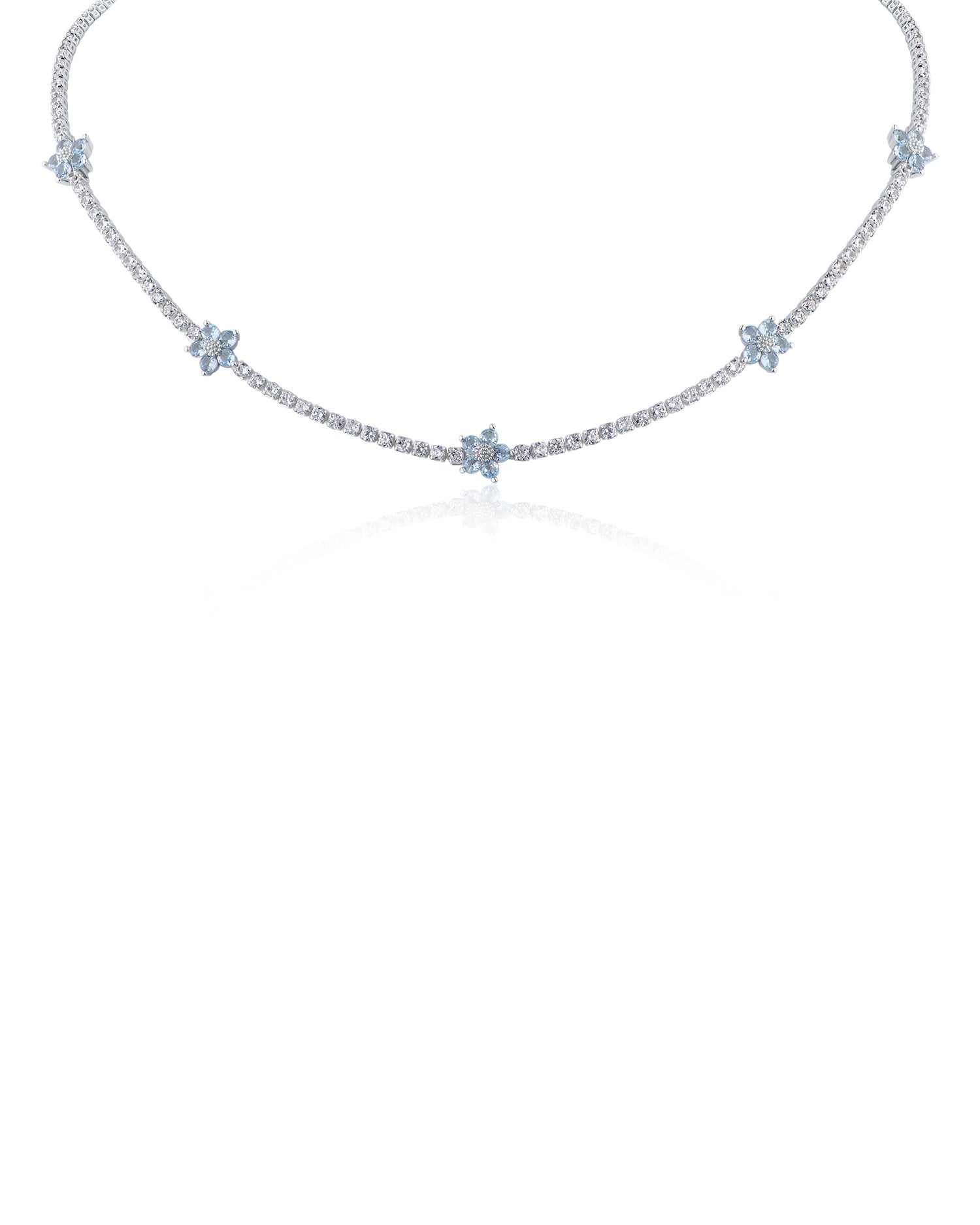 Floral CZ Tennis Necklace