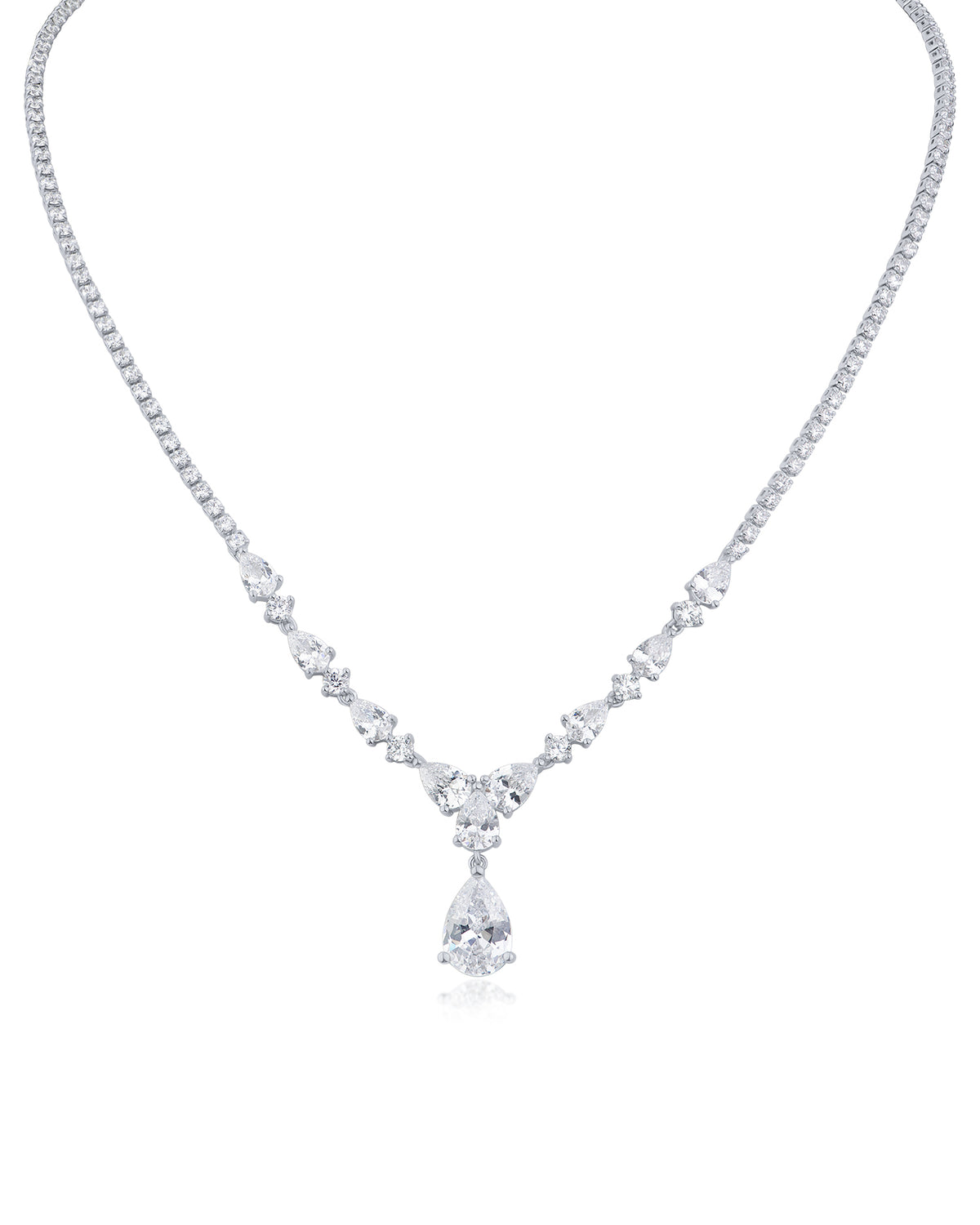 CZ Teardrop Drop Necklace
