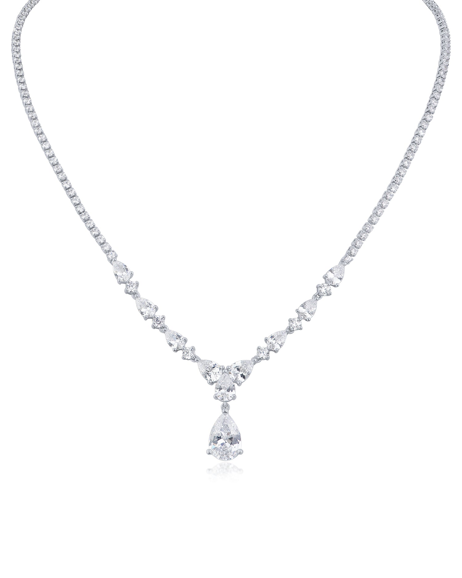 CZ Teardrop Drop Necklace