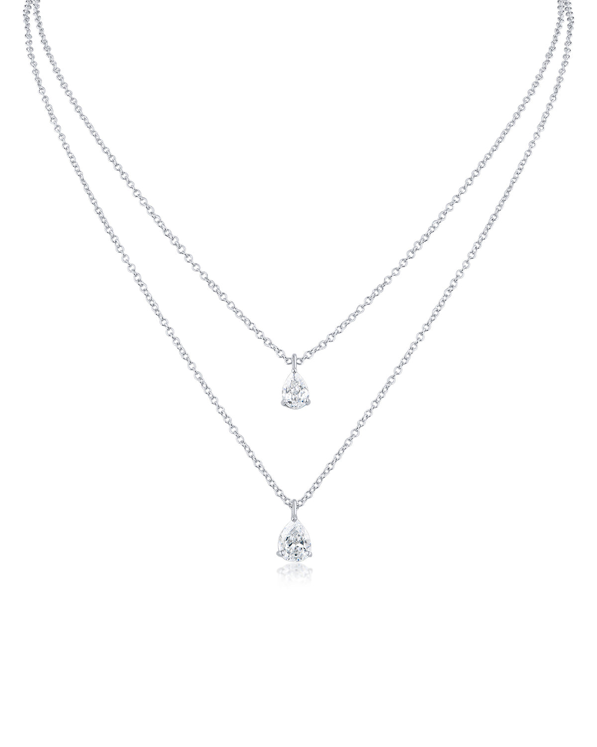 Double Stranded Pear CZ Necklace