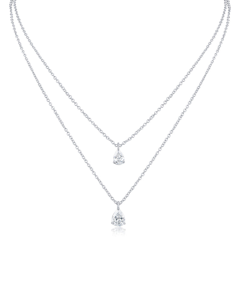 Double Stranded Pear CZ Necklace