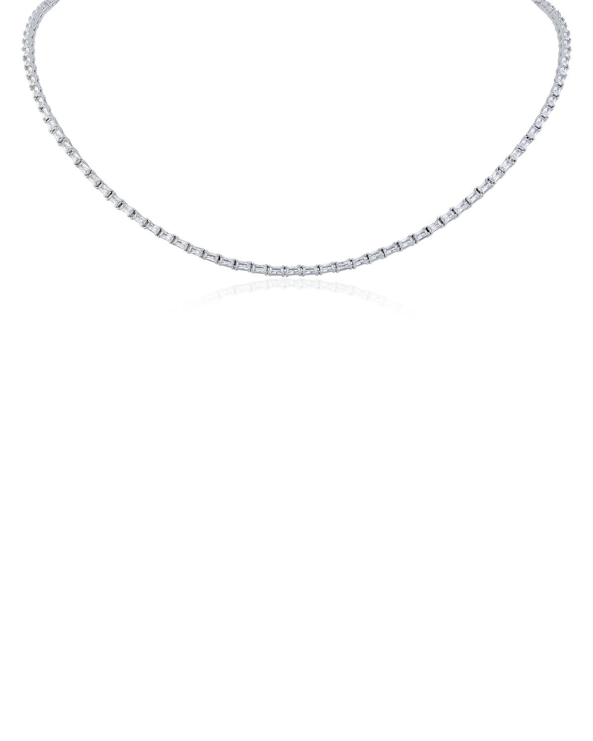 Petite Baguette CZ Tennis Necklace