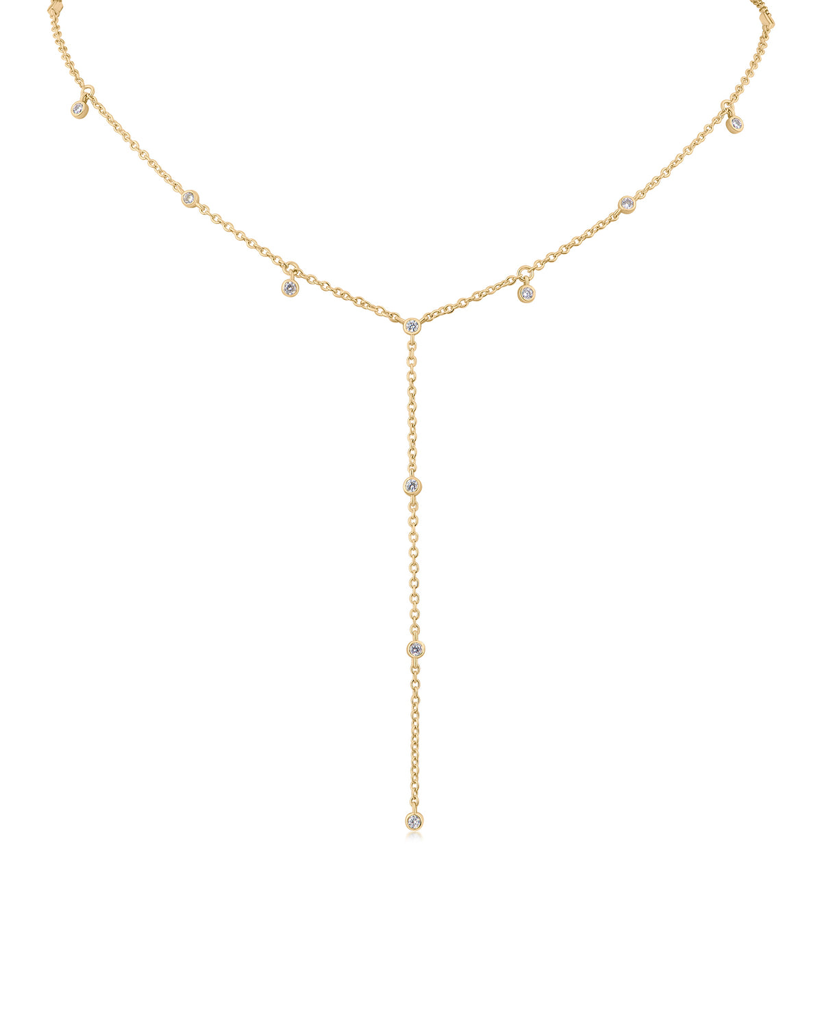 CZ Bezel Y- Necklace