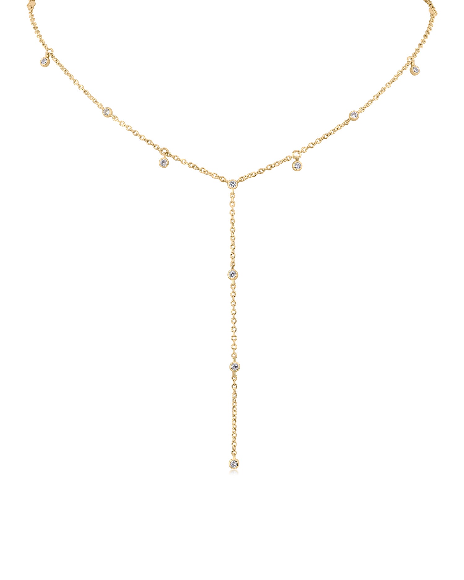 CZ Bezel Y- Necklace