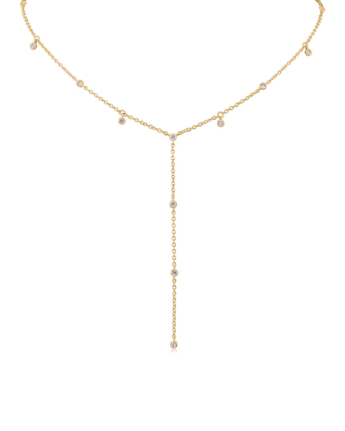 CZ Bezel Y- Necklace