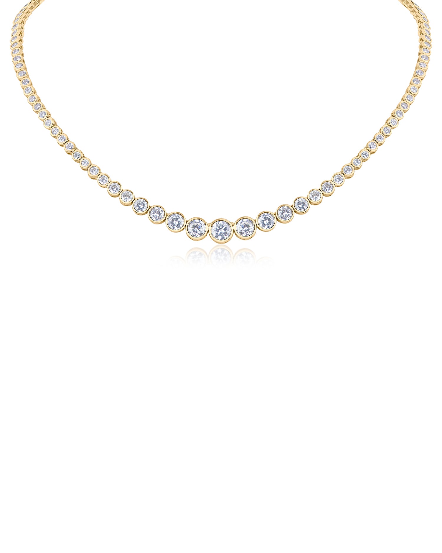 Graduated Bezel Set Tennis Necklace