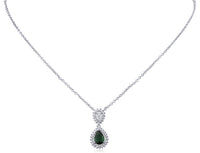 Emerald Teardrop CZ Pendant Necklace