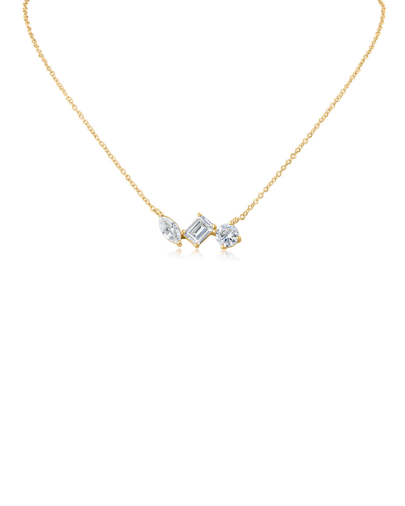 Multi Shape CZ Pendant Necklace